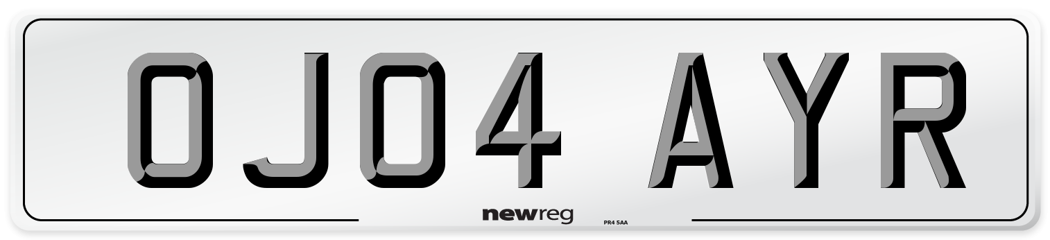 OJ04 AYR Number Plate from New Reg